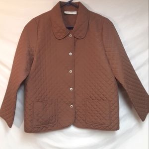 SAG HARBOR Quilted Jacket in Chocolate Brown, Snap front, Womens MED-Petite.
